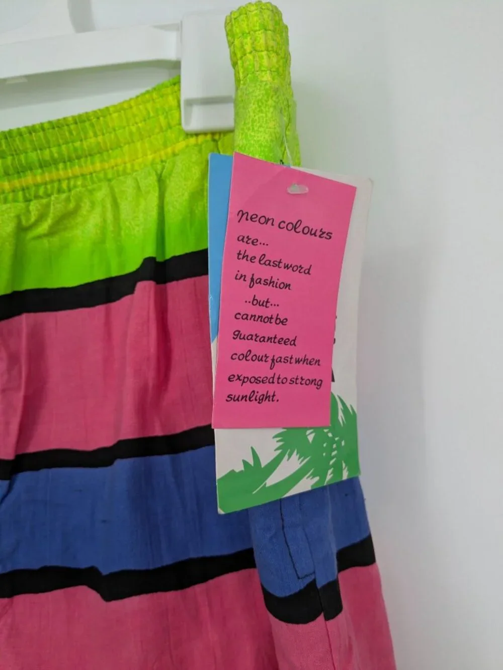 Vtg‎ Pacific Scene Neon Striped Swim Trunks Tropical Y2K Palm Beach Retro XLarge